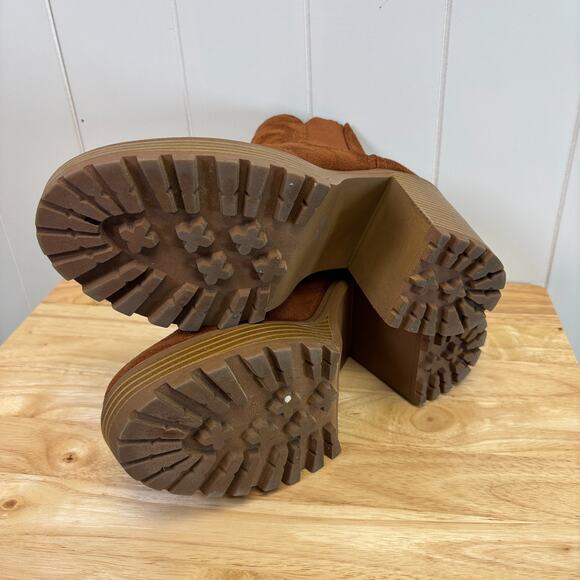 Diba Womens Boho Indie Chunky Ankle Platform Booties Size 11 Cognac Hipster - Picture 8 of 8